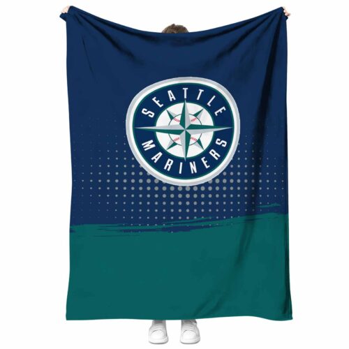 seattle mariners gradient dots navy blue blanket best selling