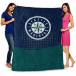 seattle mariners gradient dots navy blue blanket best selling