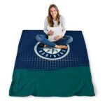 seattle mariners gradient dots navy blue blanket best selling