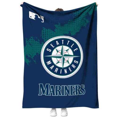 seattle mariners grunge texture navy blue blanket best selling