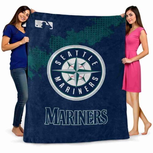 seattle mariners grunge texture navy blue blanket fashion forward