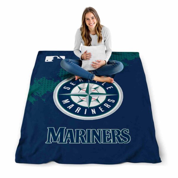 seattle mariners grunge texture navy blue blanket high quality