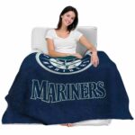 seattle mariners grunge texture navy blue blanket latest model