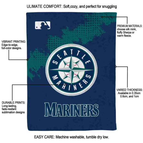 seattle mariners grunge texture navy blue blanket new arrival
