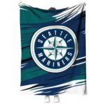 seattle mariners paint streaks navy blue white blanket best selling