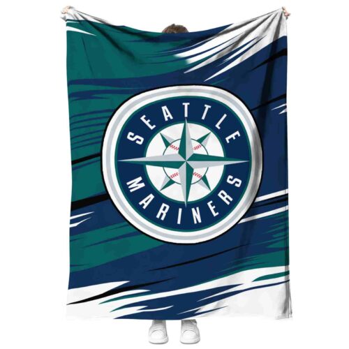 seattle mariners paint streaks navy blue white blanket best selling