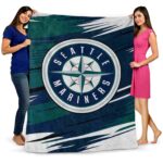 seattle mariners paint streaks navy blue white blanket best selling