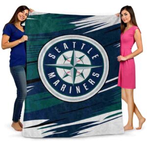 seattle mariners paint streaks navy blue white blanket fashion forward