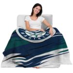 seattle mariners paint streaks navy blue white blanket best selling