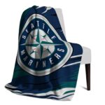 seattle mariners paint streaks navy blue white blanket best selling