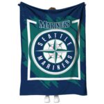 seattle mariners splatter effect navy blue blanket best selling