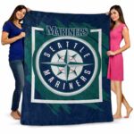 seattle mariners splatter effect navy blue blanket best selling