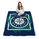 seattle mariners splatter effect navy blue blanket best selling