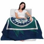 seattle mariners splatter effect navy blue blanket best selling