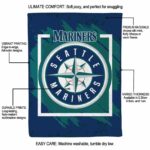 seattle mariners splatter effect navy blue blanket best selling
