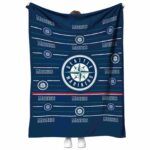 seattle mariners striped pattern navy blue blanket best selling