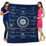 seattle mariners striped pattern navy blue blanket best selling