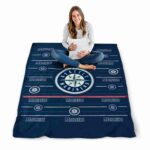 seattle mariners striped pattern navy blue blanket best selling