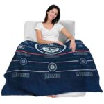 seattle mariners striped pattern navy blue blanket best selling