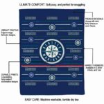 seattle mariners striped pattern navy blue blanket best selling
