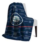 seattle mariners striped pattern navy blue blanket best selling