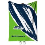 seattle seahawks brushstrokes blue white blanket best selling