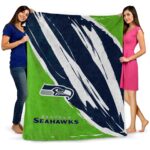seattle seahawks brushstrokes blue white blanket best selling
