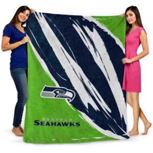 seattle seahawks brushstrokes blue white blanket fashion forward