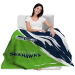 seattle seahawks brushstrokes blue white blanket best selling