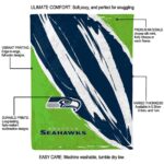 seattle seahawks brushstrokes blue white blanket best selling