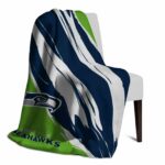seattle seahawks brushstrokes blue white blanket best selling