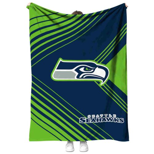 seattle seahawks diagonal stripes blue blanket best selling