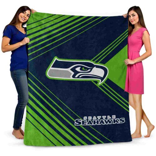 seattle seahawks diagonal stripes blue blanket fashion forward