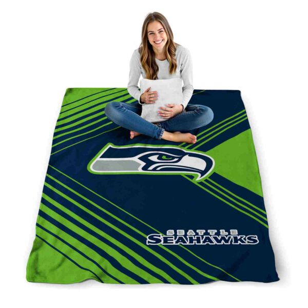 seattle seahawks diagonal stripes blue blanket high quality