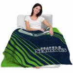 seattle seahawks diagonal stripes blue blanket latest model