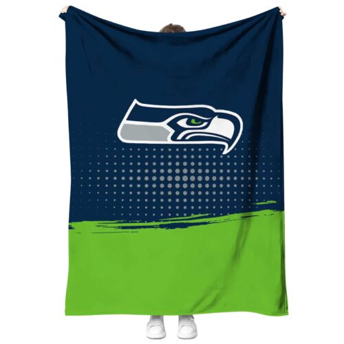 seattle seahawks gradient dots blue blanket best selling