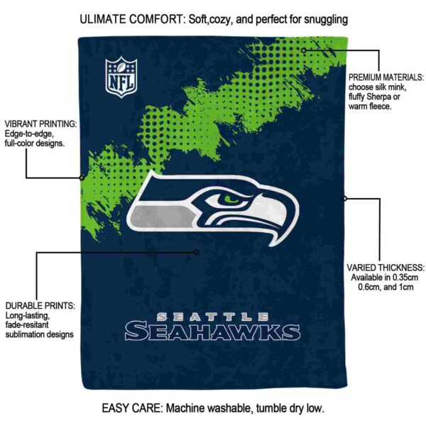 seattle seahawks grunge texture blue blanket new arrival