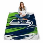 seattle seahawks paint streaks blue white blanket high quality