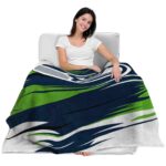 seattle seahawks paint streaks blue white blanket latest model