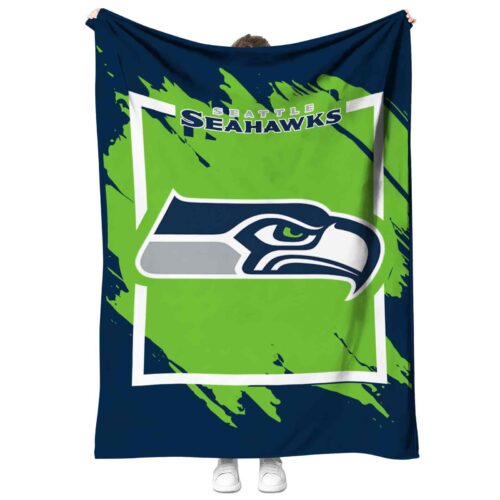 seattle seahawks splatter effect blue blanket best selling