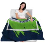 seattle seahawks splatter effect blue blanket best selling