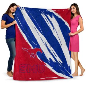 smu mustangs brushstrokes blue white blanket fashion forward
