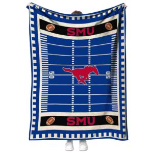 smu mustangs football field blue blanket best selling