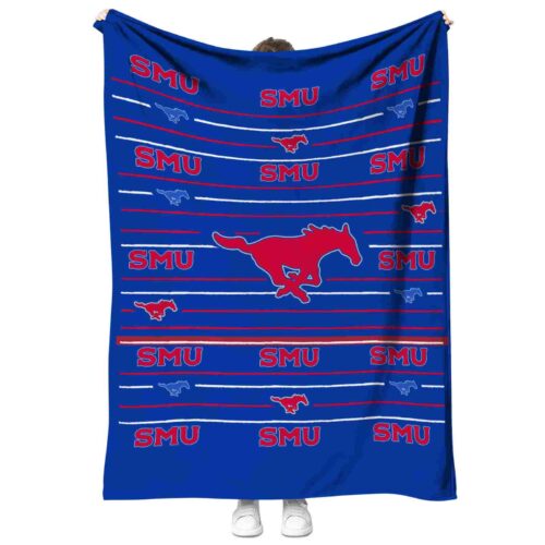 smu mustangs striped pattern blue blanket best selling