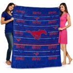 smu mustangs striped pattern blue blanket best selling