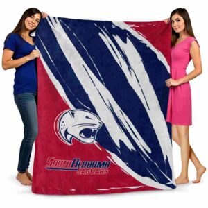south alabama jaguars brushstrokes blue white blanket fashion forward