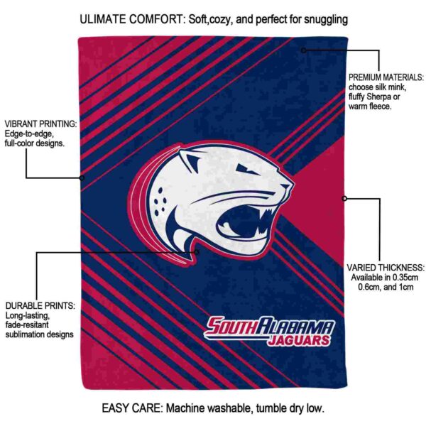 south alabama jaguars diagonal stripes blue blanket new arrival