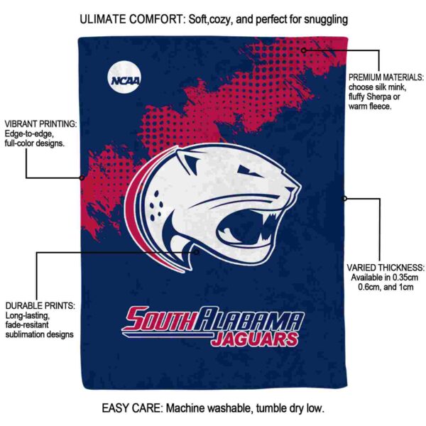 south alabama jaguars grunge texture blue blanket new arrival