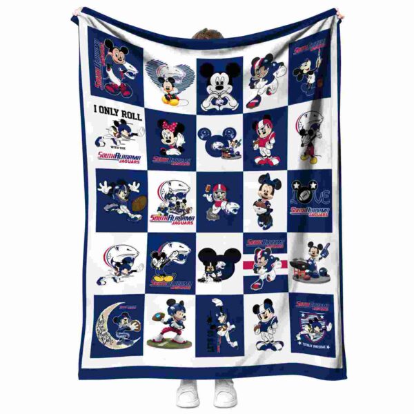 south alabama jaguars mickey minnie blue white blanket best selling