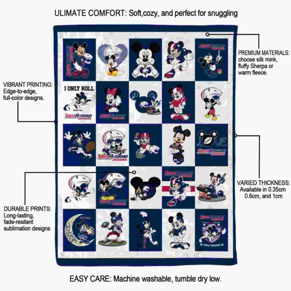 south alabama jaguars mickey minnie blue white blanket new arrival